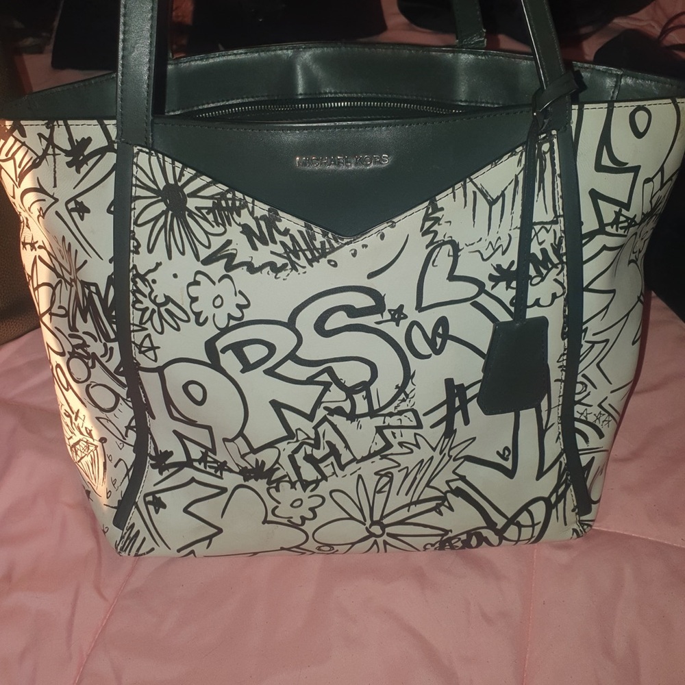 Michael Kors Black and White Artistic Tote